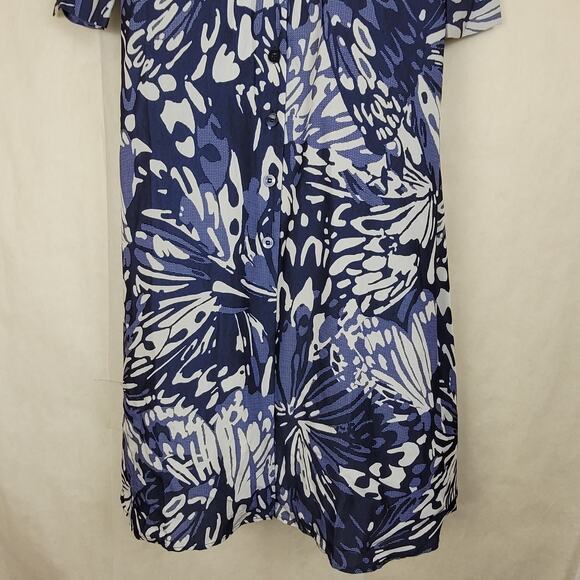 New Attitudes by Renee blue floral button up maxi shirt dress Size XXS Feminine - Picture 5 of 8